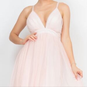 NWT Haute Monde Young Contemporary Mesh Mini Dress Soft Pink